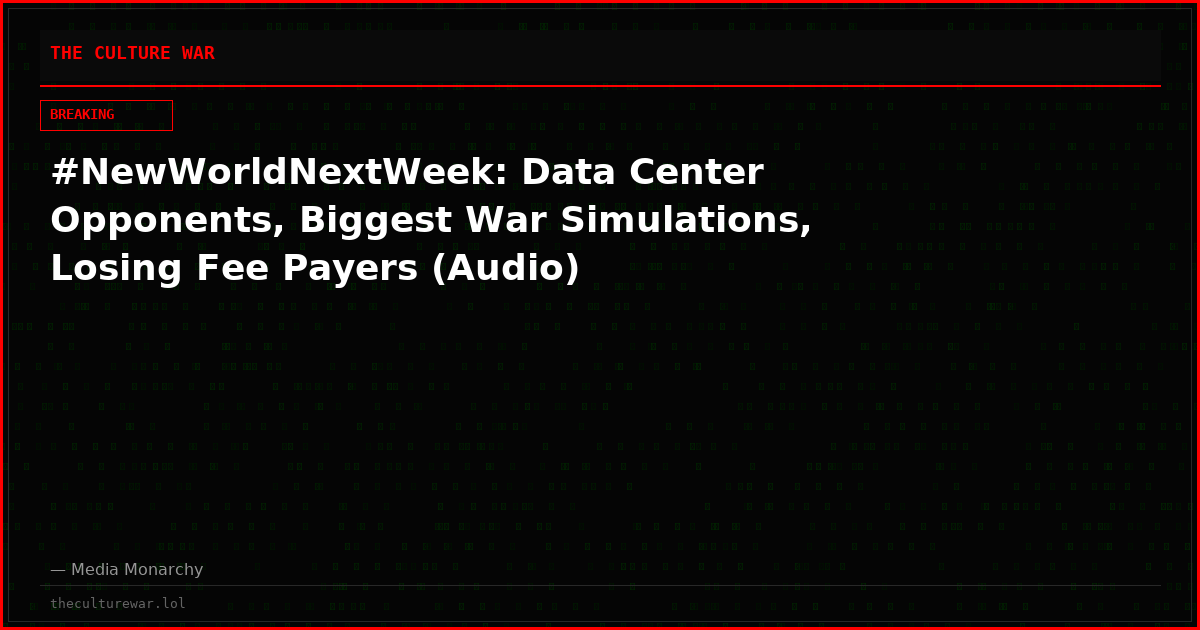 #NewWorldNextWeek: Data Center Opponents, Biggest War Simulations, Losing Fee Payers (Audio)