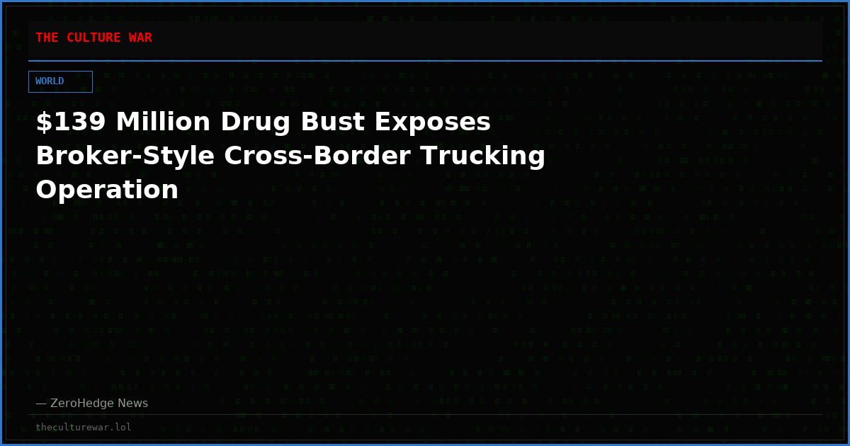 $139 Million Drug Bust Exposes Broker-Style Cross-Border Trucking Operation