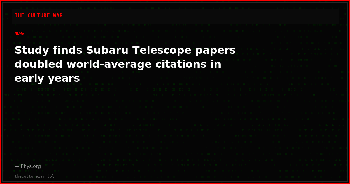 Study finds Subaru Telescope papers doubled world-average citations in early years