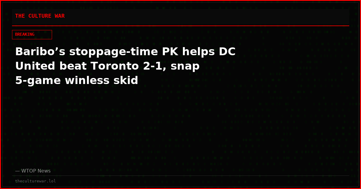 Baribo’s stoppage-time PK helps DC United beat Toronto 2-1, snap 5-game winless skid