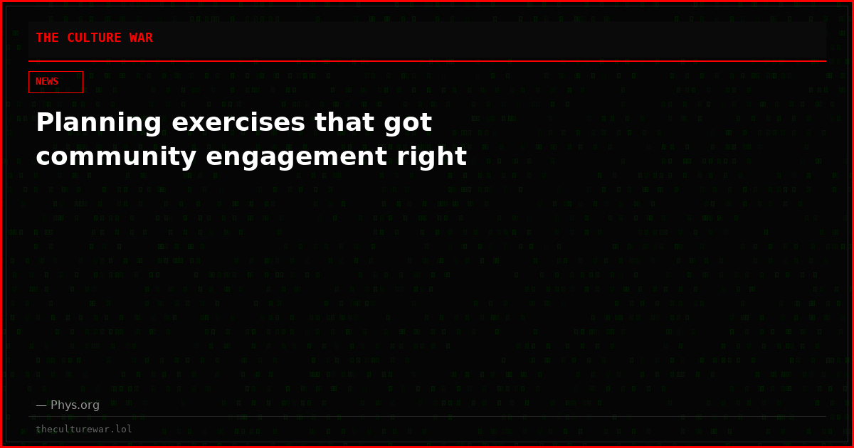 Planning exercises that got community engagement right