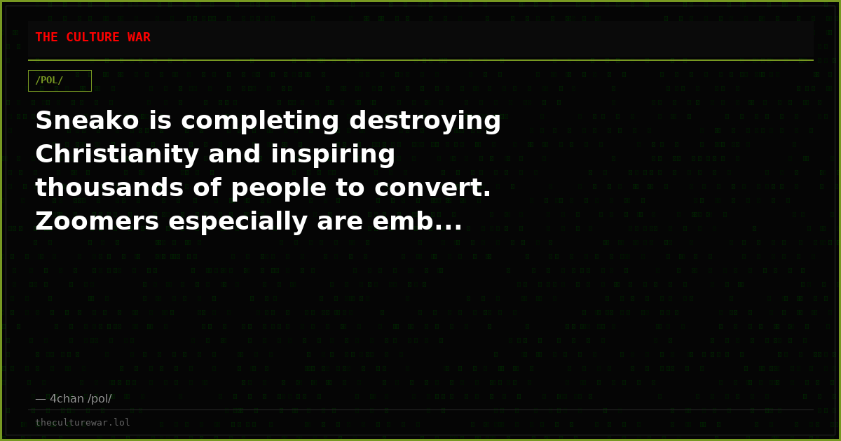 Sneako is completing destroying Christianity and inspiring thousands of people to convert. Zoomers especially are emb...