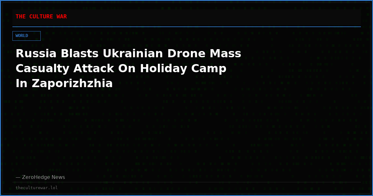 Russia Blasts Ukrainian Drone Mass Casualty Attack On Holiday Camp In Zaporizhzhia