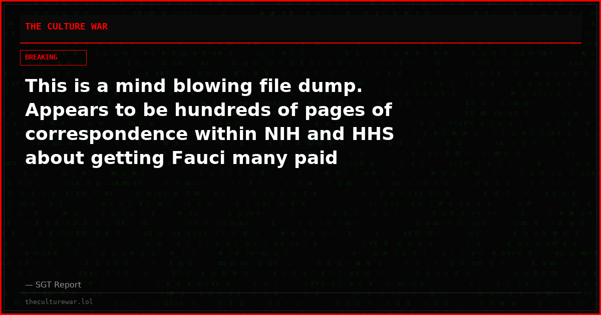 This is a mind blowing file dump. Appears to be hundreds of pages of correspondence within NIH and HHS about getting Fauci many paid awards.