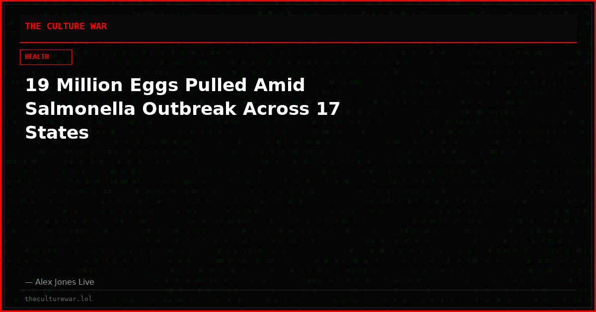 19 Million Eggs Pulled Amid Salmonella Outbreak Across 17 States