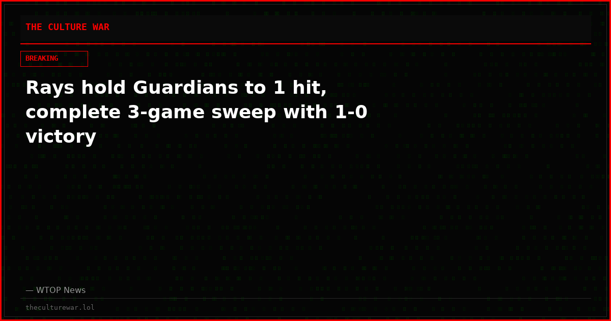 Rays hold Guardians to 1 hit, complete 3-game sweep with 1-0 victory
