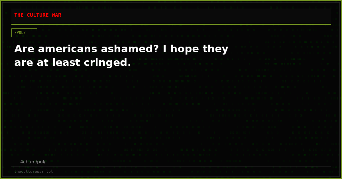 Are americans ashamed? I hope they are at least cringed.