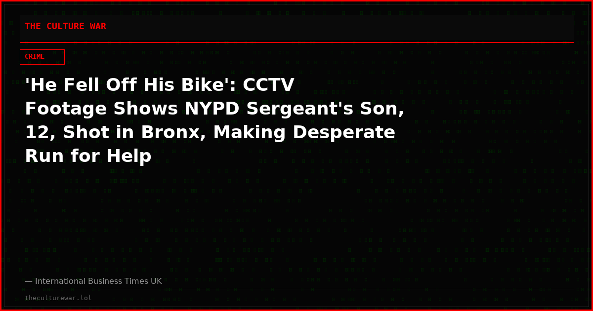 'He Fell Off His Bike': CCTV Footage Shows NYPD Sergeant's Son, 12, Shot in Bronx, Making Desperate Run for Help
