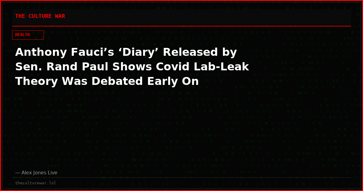 Anthony Fauci’s ‘Diary’ Released by Sen. Rand Paul Shows Covid Lab-Leak Theory Was Debated Early On
