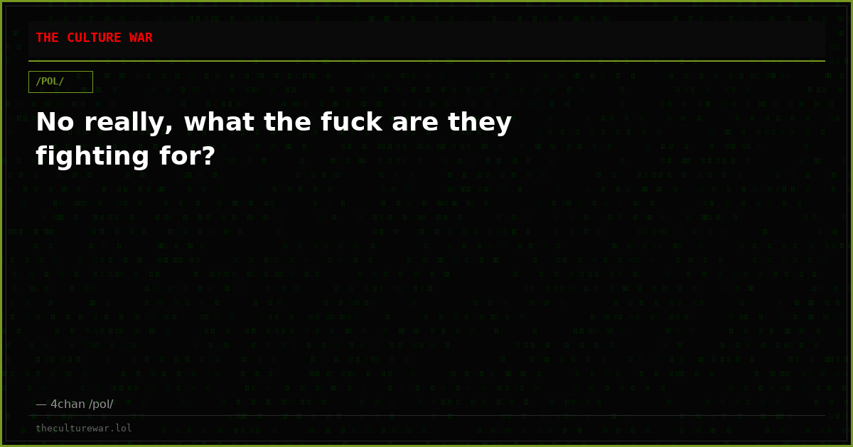 No really, what the fuck are they fighting for?