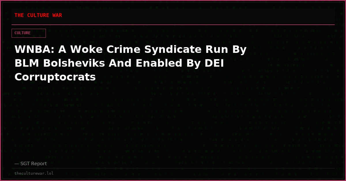 WNBA: A Woke Crime Syndicate Run By BLM Bolsheviks And Enabled By DEI Corruptocrats