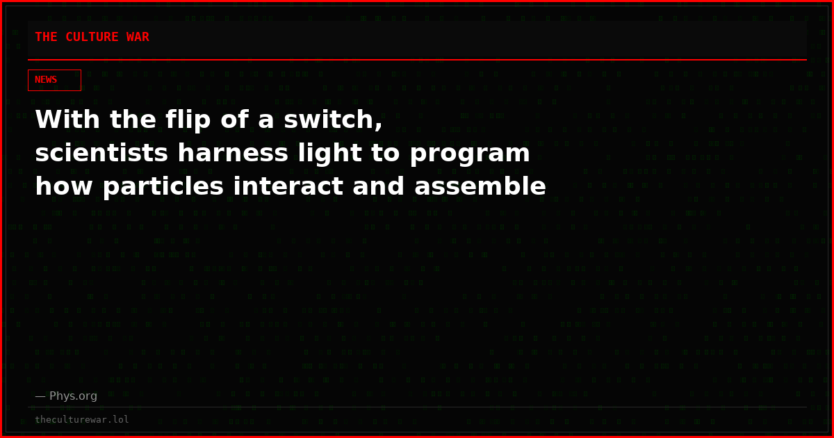 With the flip of a switch, scientists harness light to program how particles interact and assemble