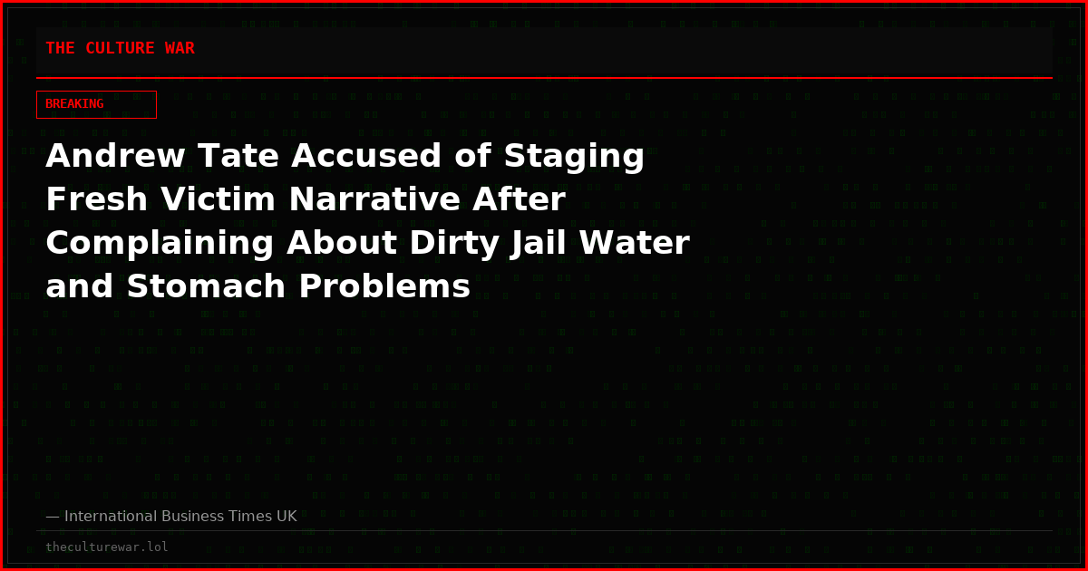 Andrew Tate Accused of Staging Fresh Victim Narrative After Complaining About Dirty Jail Water and Stomach Problems
