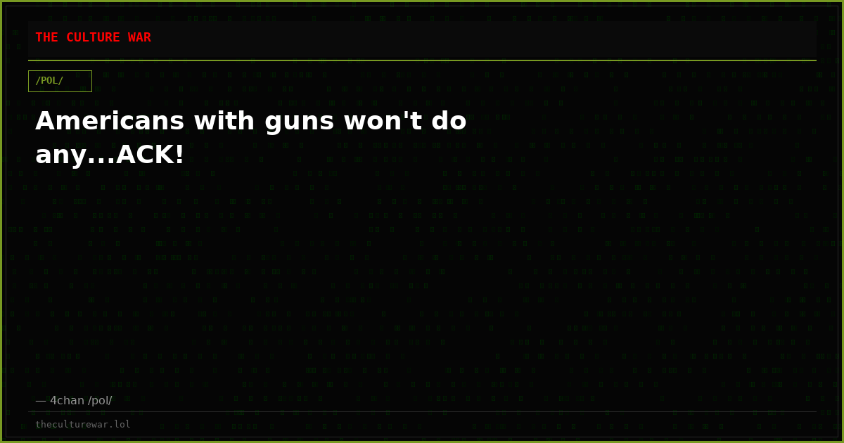 Americans with guns won't do any...ACK!