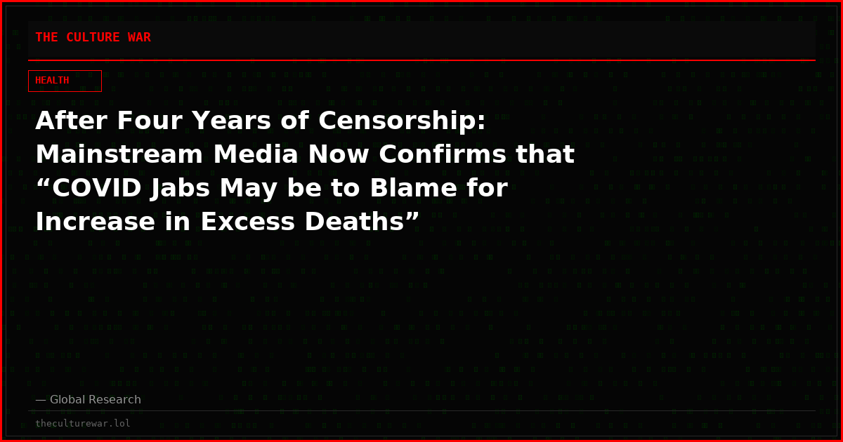 After Four Years of Censorship: Mainstream Media Now Confirms that “COVID Jabs May be to Blame for Increase in Excess Deaths”