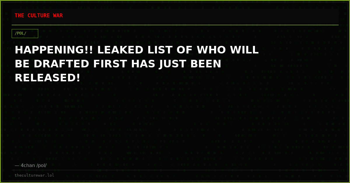 HAPPENING!! LEAKED LIST OF WHO WILL BE DRAFTED FIRST HAS JUST BEEN RELEASED!
