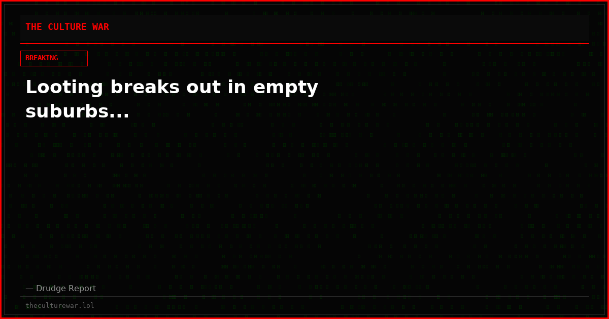 Looting breaks out in empty suburbs...