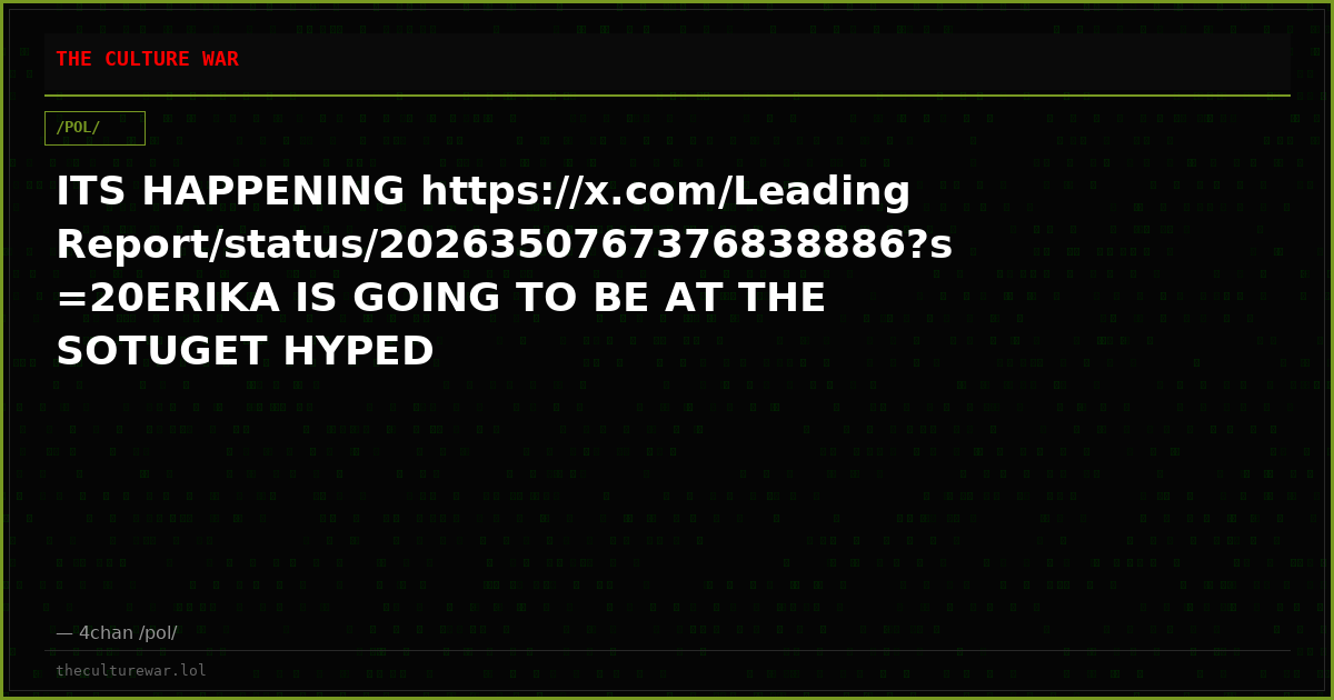 ITS HAPPENING https://x.com/LeadingReport/status/2026350767376838886?s=20ERIKA IS GOING TO BE AT THE SOTUGET HYPED