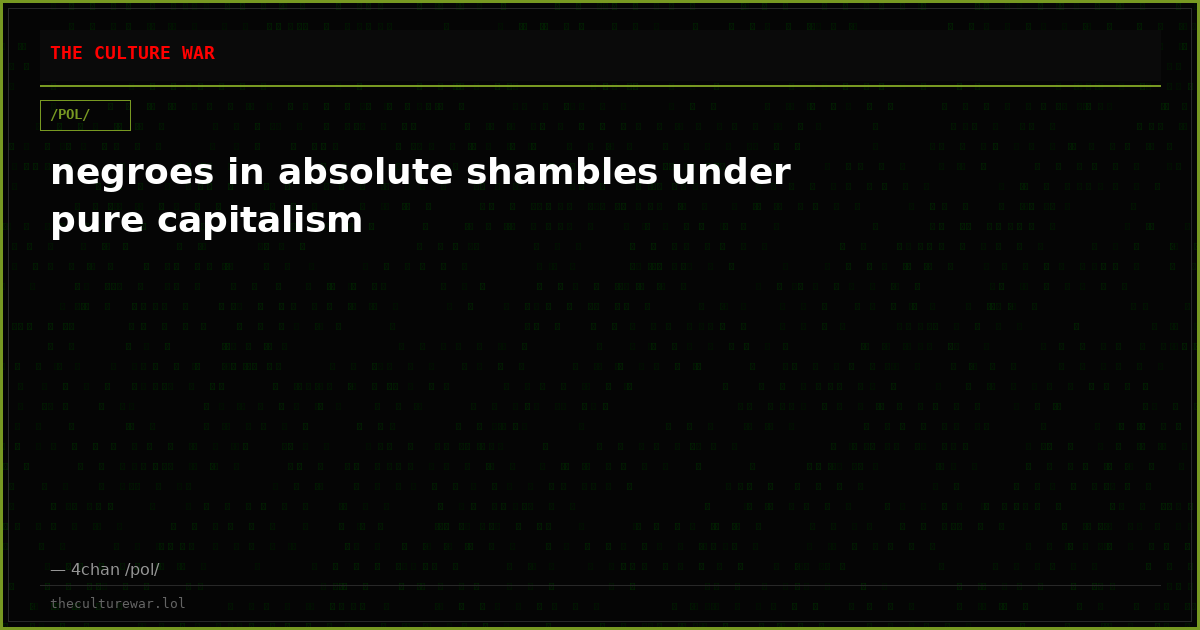 negroes in absolute shambles under pure capitalism
