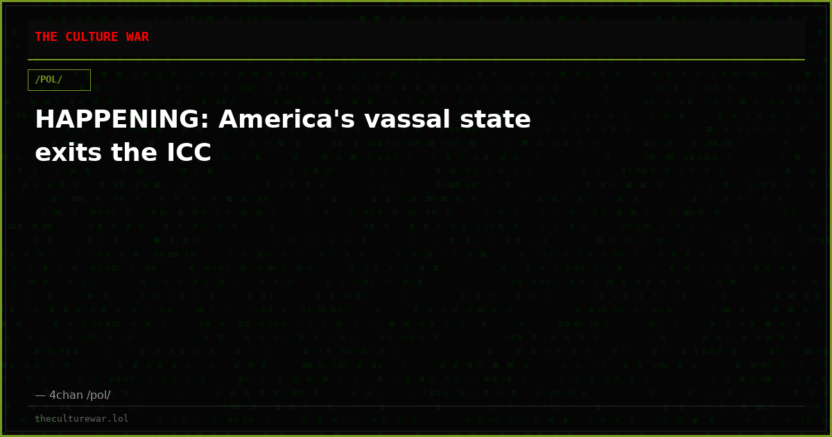 HAPPENING: America's vassal state exits the ICC