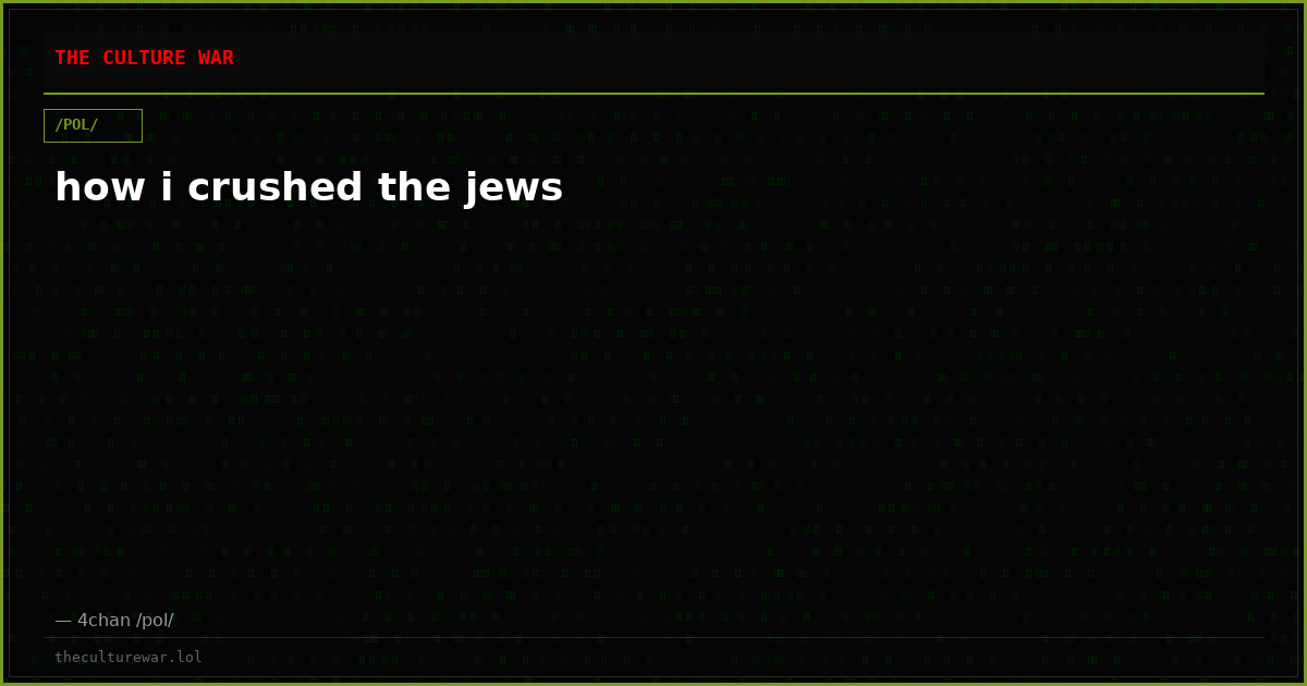 how i crushed the jews