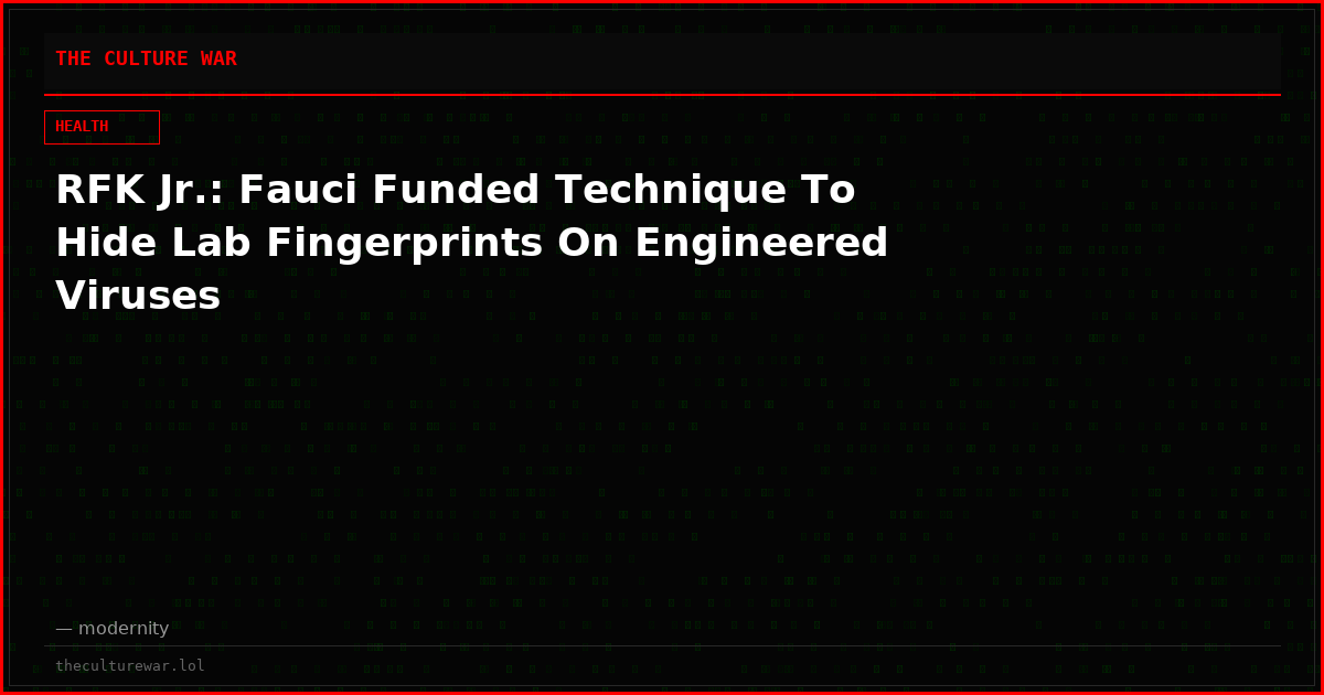 RFK Jr.: Fauci Funded Technique To Hide Lab Fingerprints On Engineered Viruses