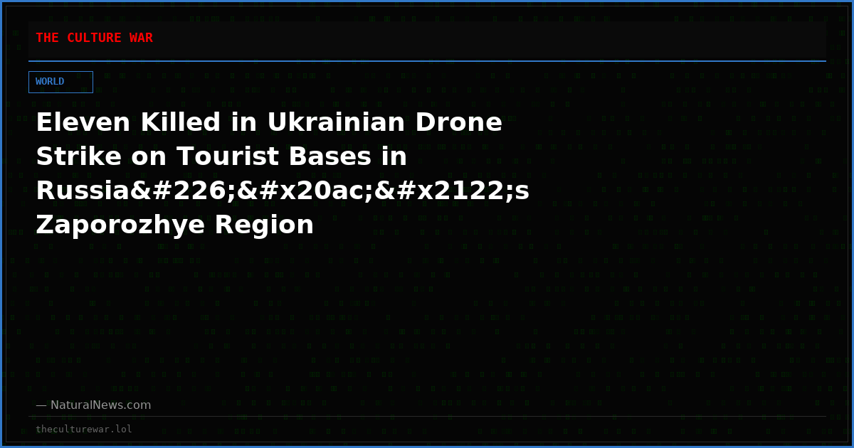 Eleven Killed in Ukrainian Drone Strike on Tourist Bases in Russiaâ€™s Zaporozhye Region
