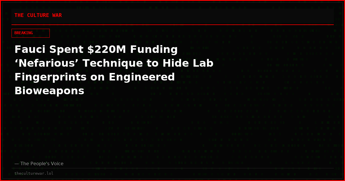 Fauci Spent $220M Funding ‘Nefarious’ Technique to Hide Lab Fingerprints on Engineered Bioweapons
