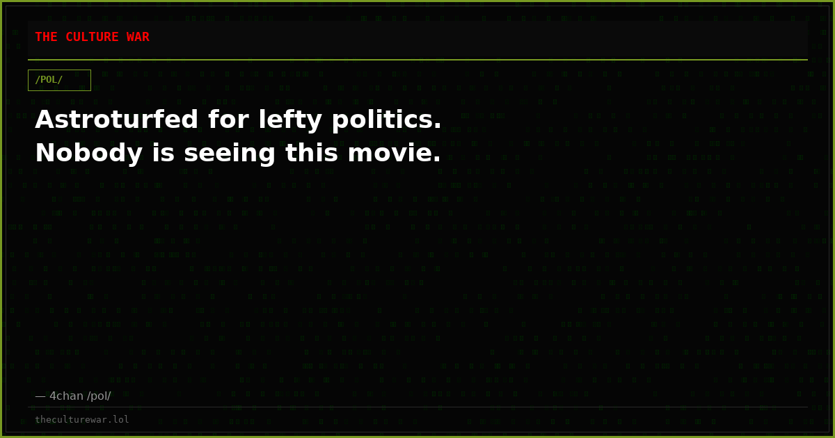 Astroturfed for lefty politics. Nobody is seeing this movie.