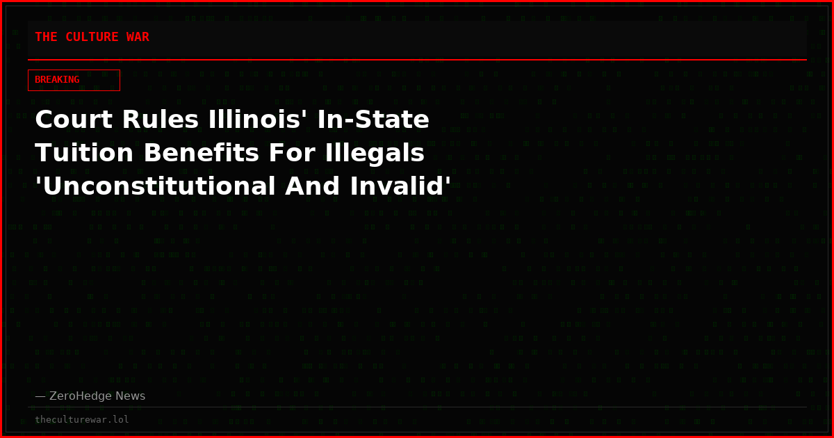 Court Rules Illinois' In-State Tuition Benefits For Illegals 'Unconstitutional And Invalid'