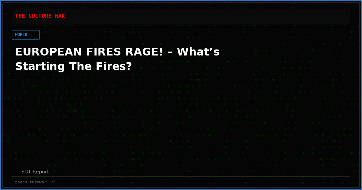 EUROPEAN FIRES RAGE! – What’s Starting The Fires?