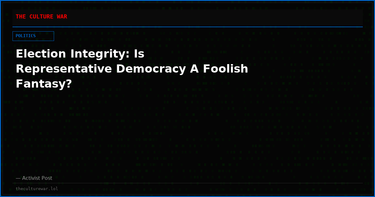 Election Integrity: Is Representative Democracy A Foolish Fantasy?