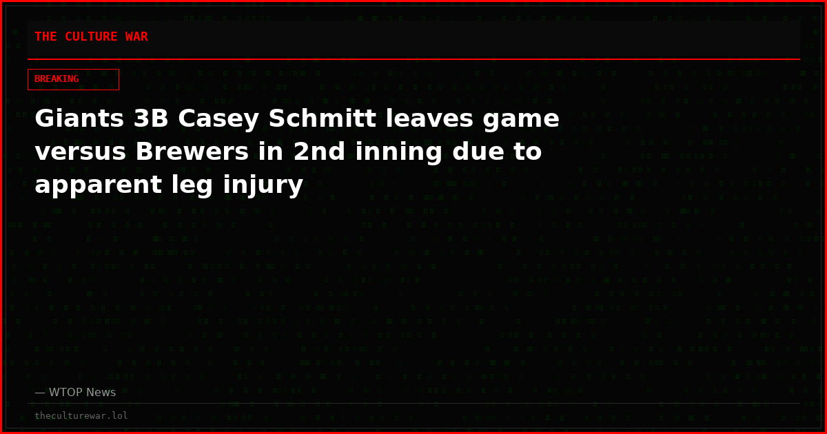 Giants 3B Casey Schmitt leaves game versus Brewers in 2nd inning due to apparent leg injury