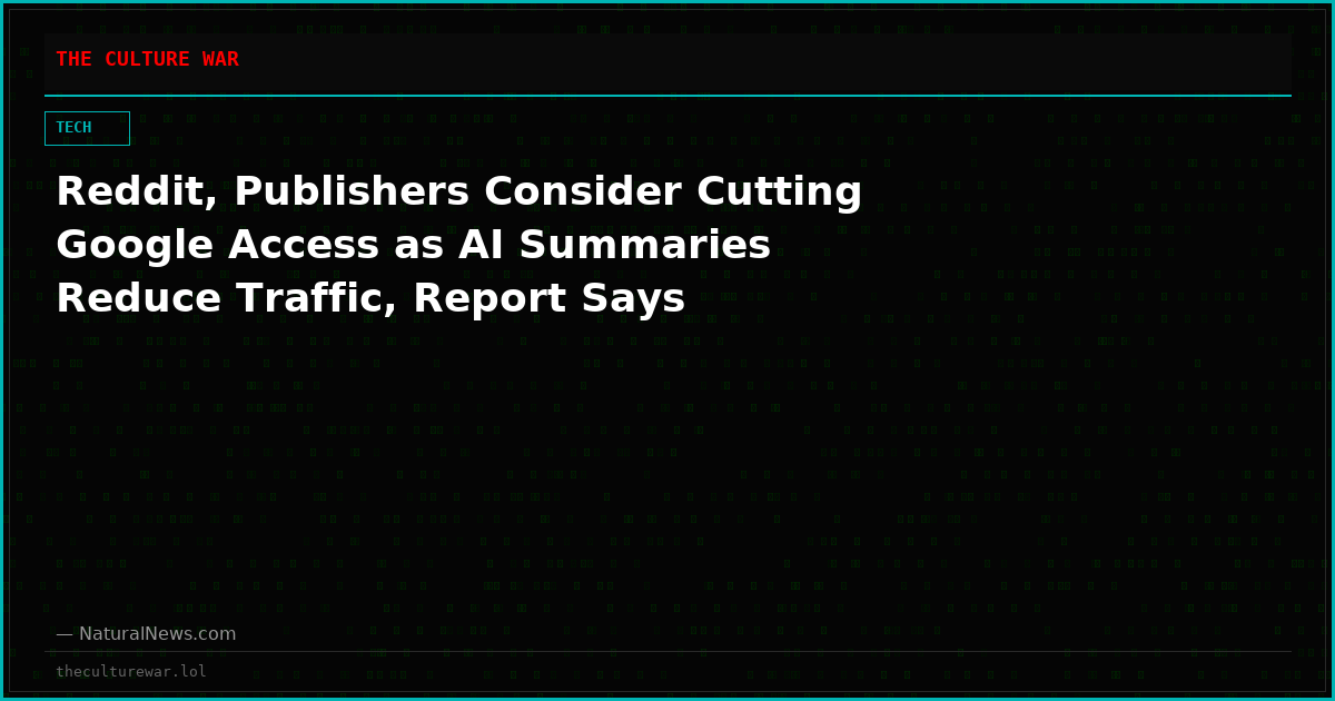 Reddit, Publishers Consider Cutting Google Access as AI Summaries Reduce Traffic, Report Says