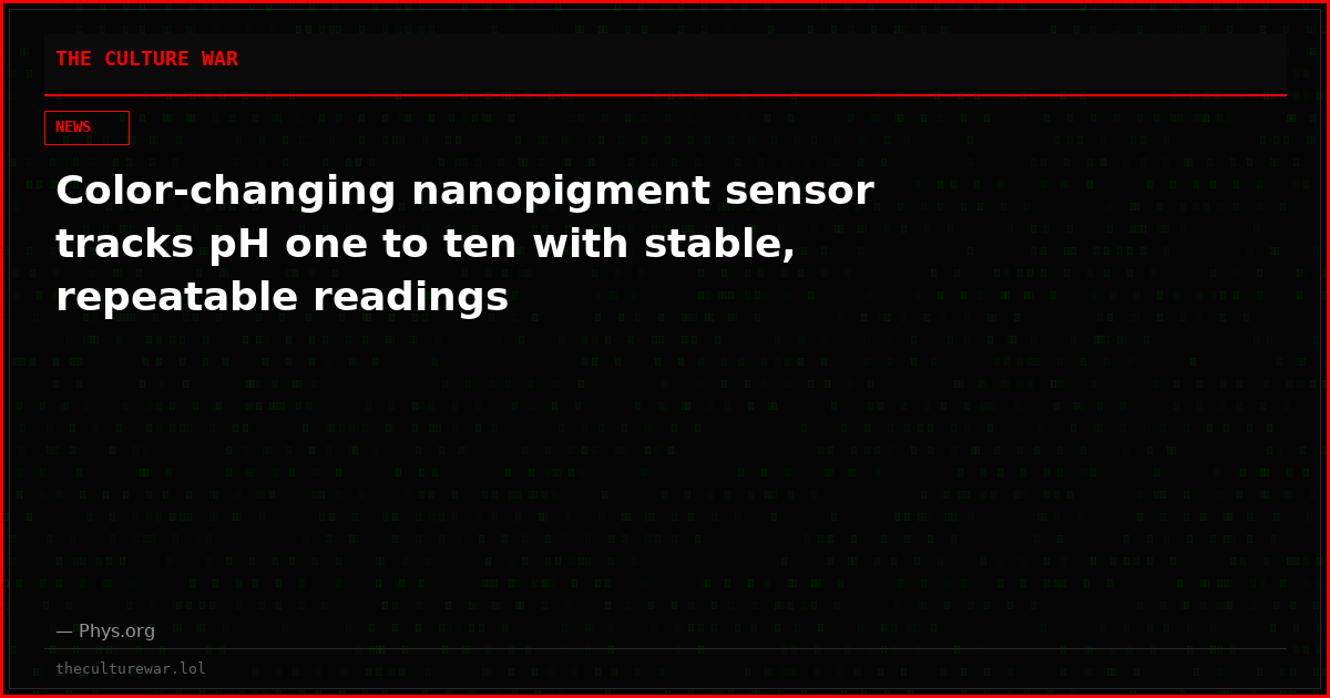 Color-changing nanopigment sensor tracks pH one to ten with stable, repeatable readings