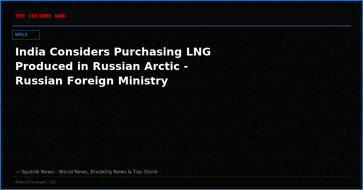 India Considers Purchasing LNG Produced in Russian Arctic - Russian Foreign Ministry