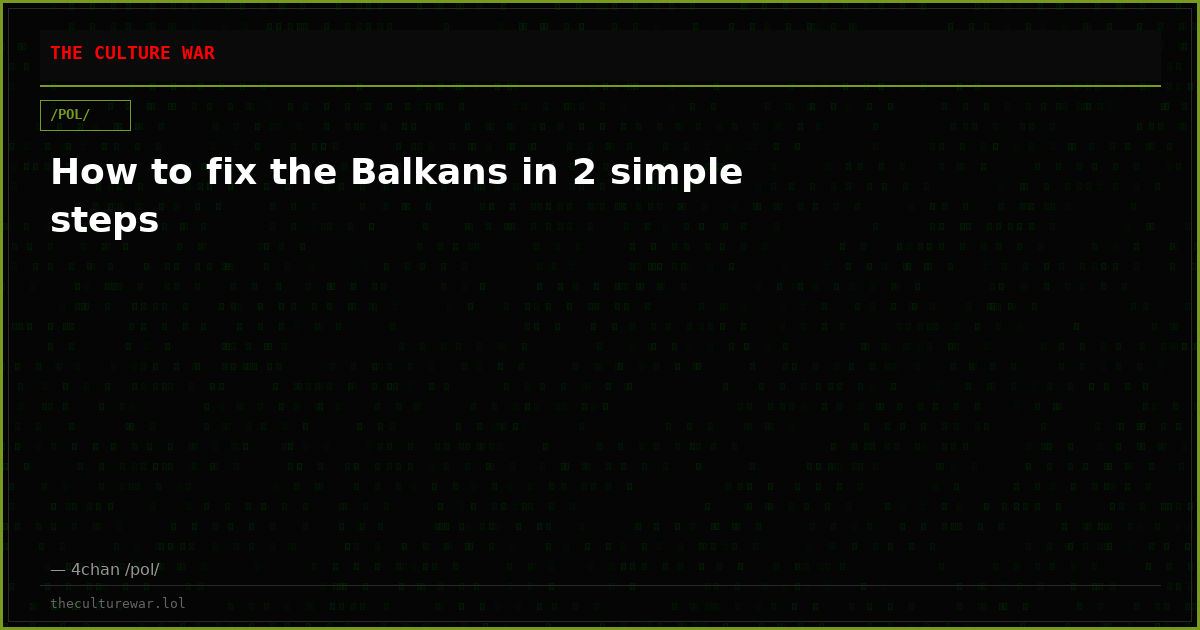 How to fix the Balkans in 2 simple steps