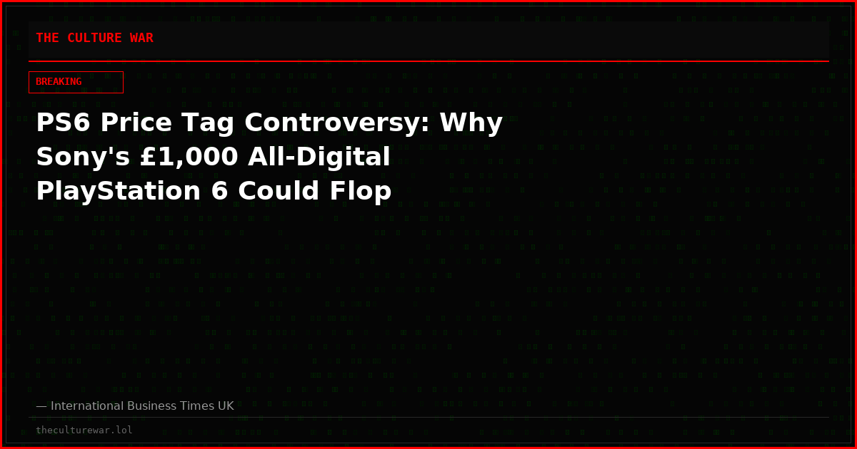 PS6 Price Tag Controversy: Why Sony's £1,000 All-Digital PlayStation 6 Could Flop