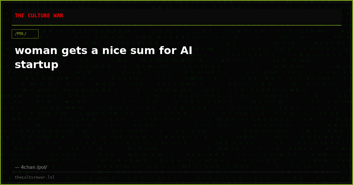 woman gets a nice sum for AI startup