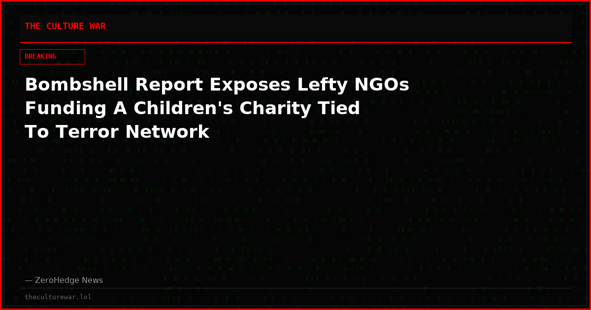 Bombshell Report Exposes Lefty NGOs Funding A Children's Charity Tied To Terror Network