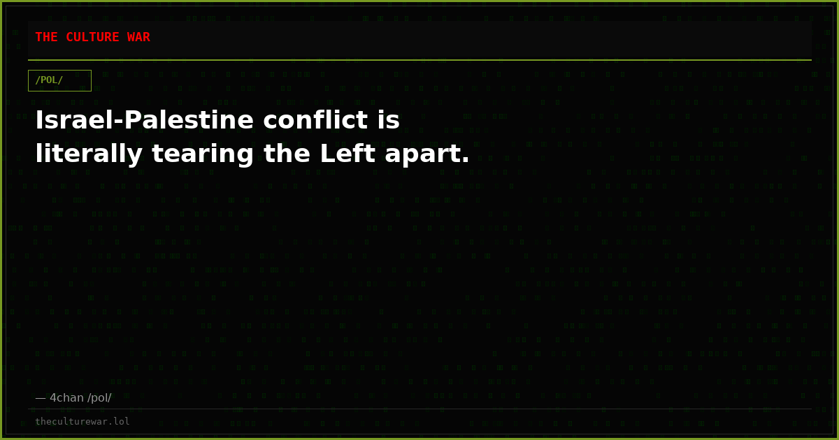 Israel-Palestine conflict is literally tearing the Left apart.