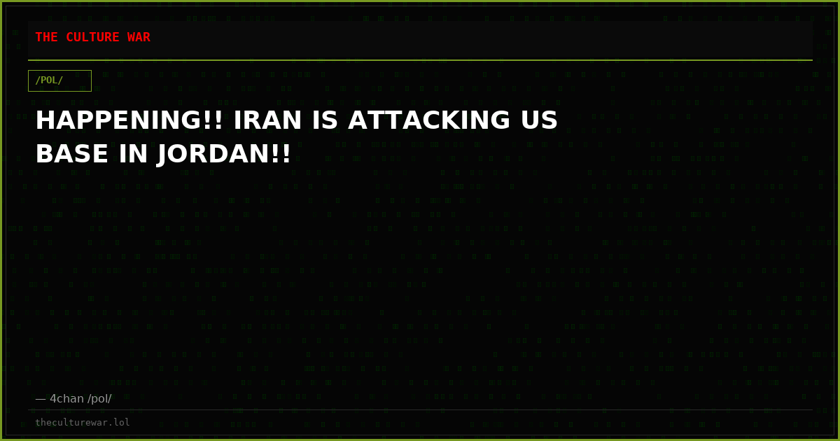 HAPPENING!! IRAN IS ATTACKING US BASE IN JORDAN!!