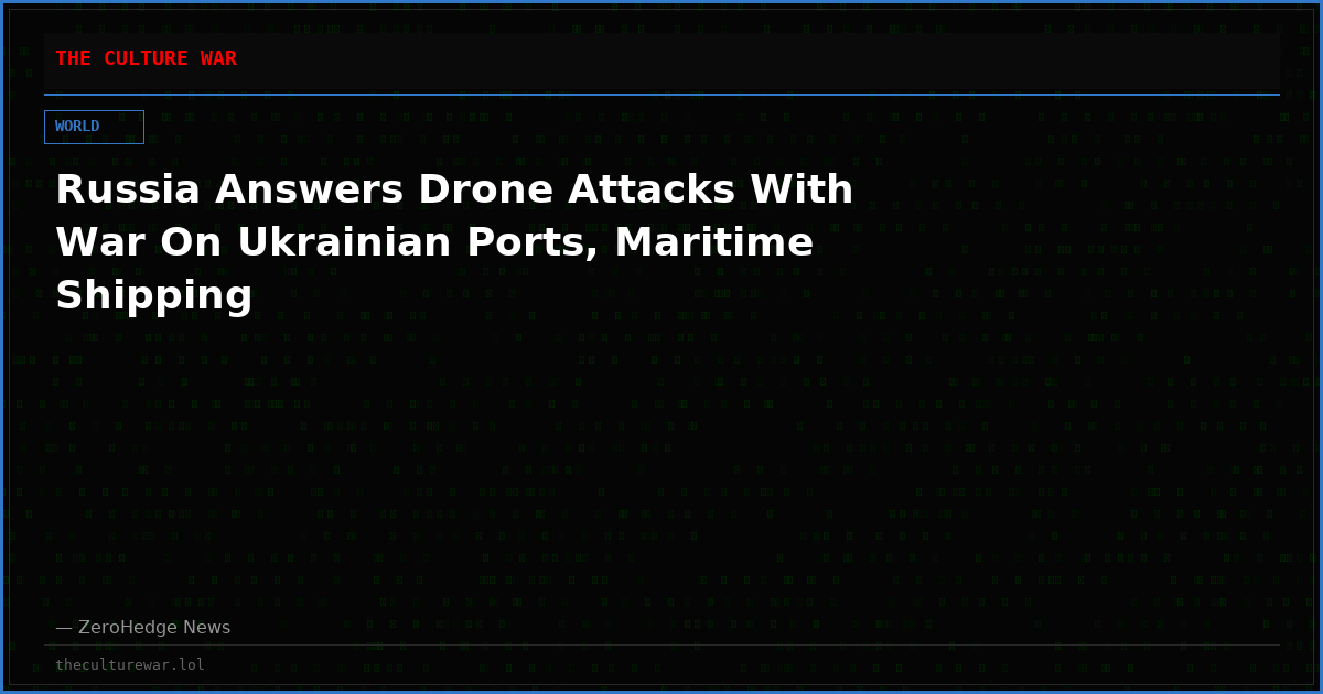 Russia Answers Drone Attacks With War On Ukrainian Ports, Maritime Shipping