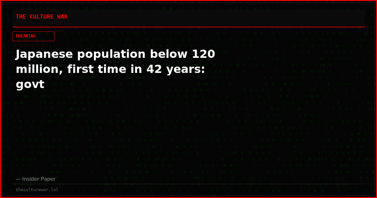 Japanese population below 120 million, first time in 42 years: govt