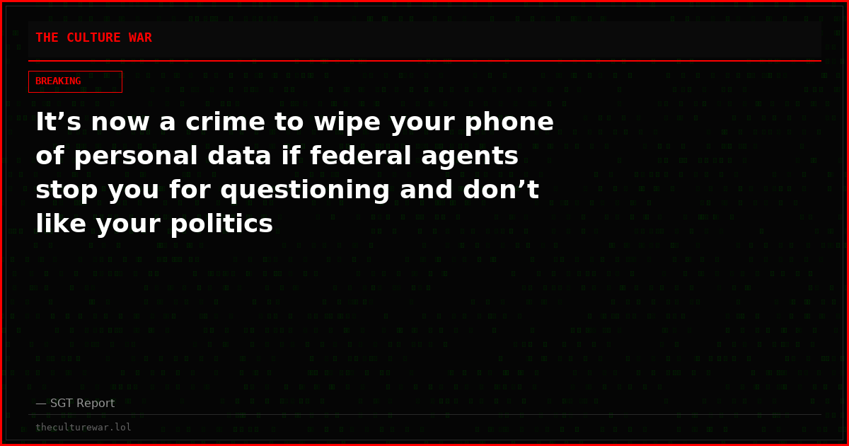 It’s now a crime to wipe your phone of personal data if federal agents stop you for questioning and don’t like your politics