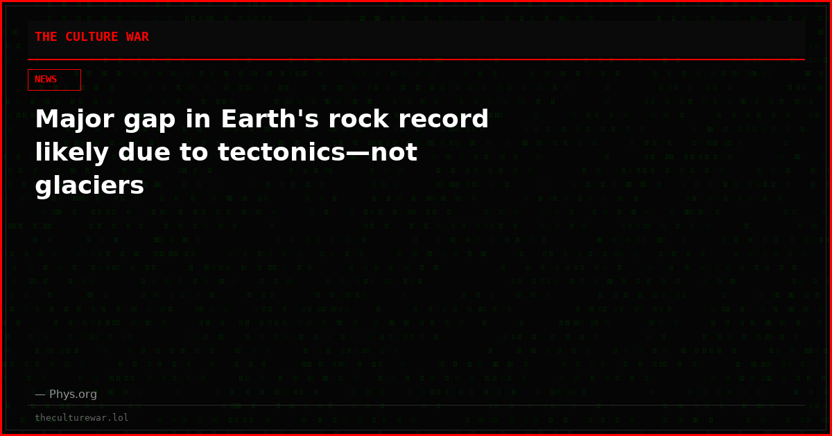 Major gap in Earth's rock record likely due to tectonics—not glaciers