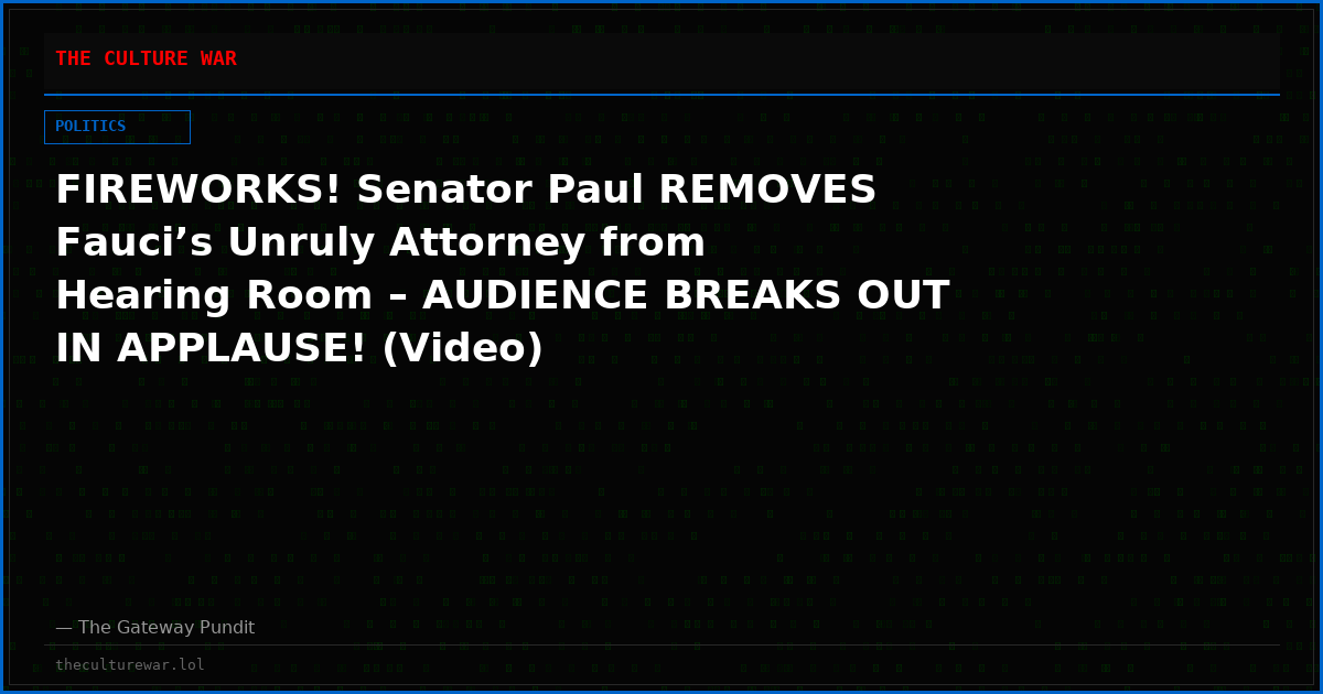 FIREWORKS! Senator Paul REMOVES Fauci’s Unruly Attorney from Hearing Room – AUDIENCE BREAKS OUT IN APPLAUSE! (Video)