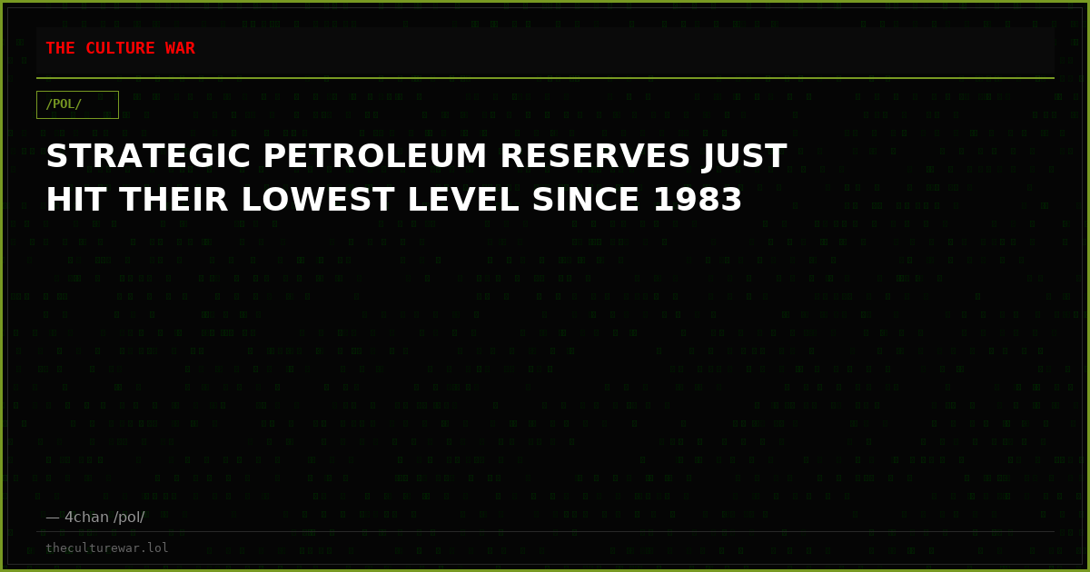 STRATEGIC PETROLEUM RESERVES JUST HIT THEIR LOWEST LEVEL SINCE 1983