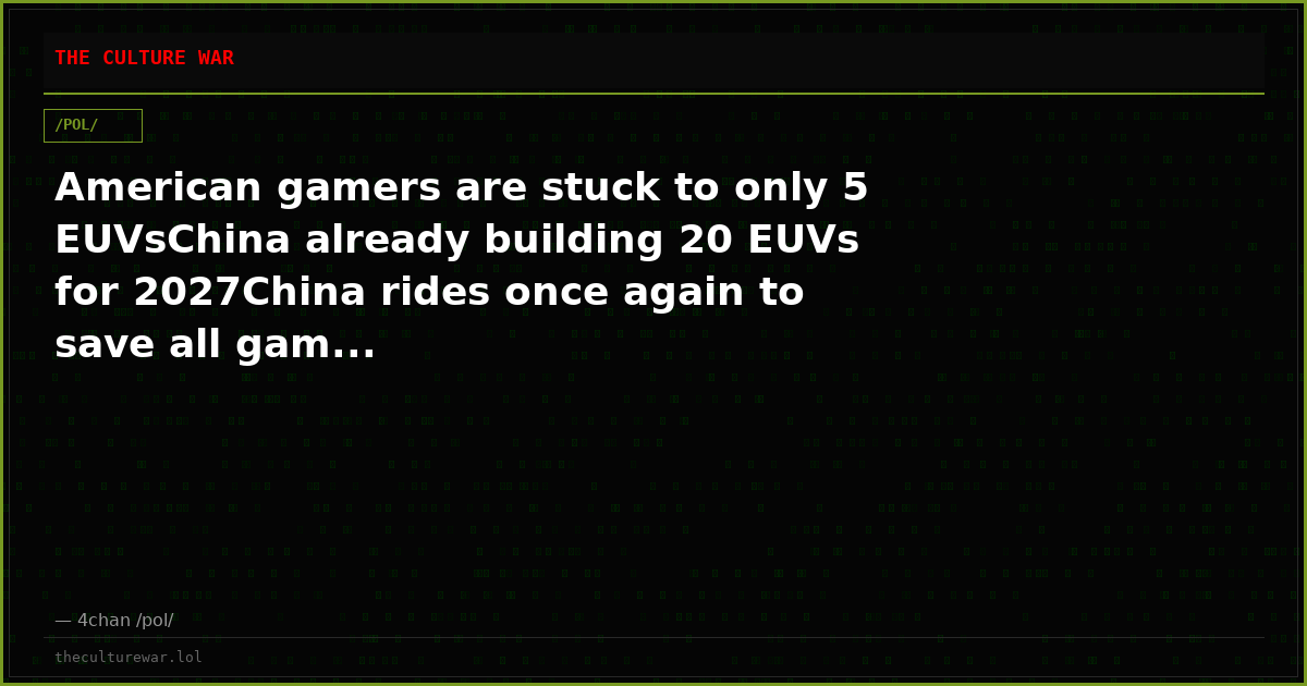 American gamers are stuck to only 5 EUVsChina already building 20 EUVs for 2027China rides once again to save all gam...