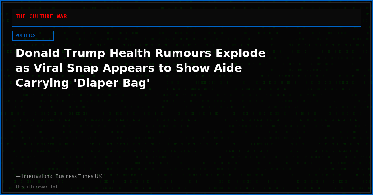 Donald Trump Health Rumours Explode as Viral Snap Appears to Show Aide Carrying 'Diaper Bag'